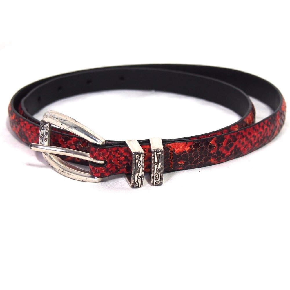 Brighton Red Snake Print Leather Belt Size L(34)